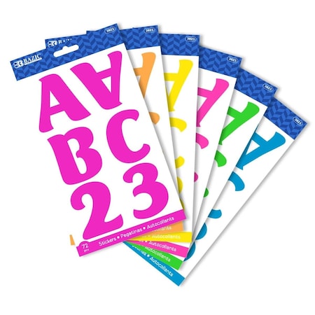 2 In. Fluorescent Color Alphabet Stickers; 10 Sheets - Case Of 24